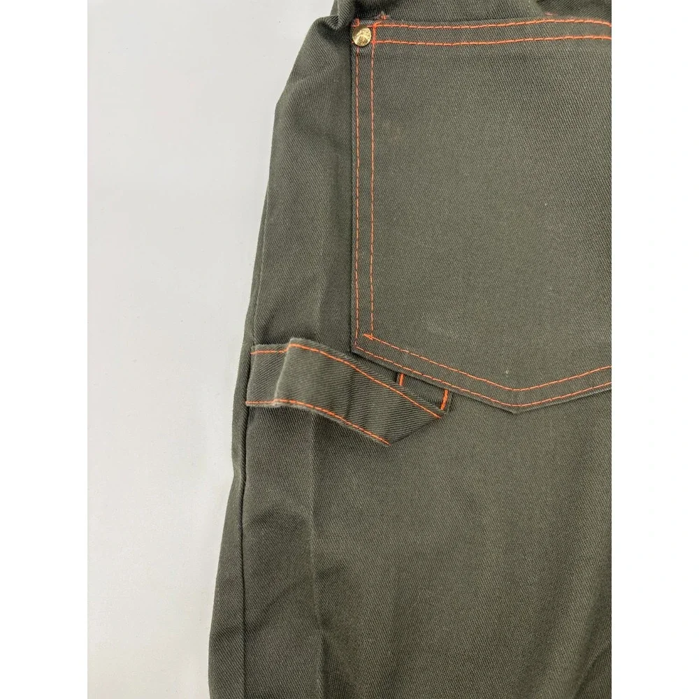 Ely Cattleman Carpenter Pants Mens 27x34 Dark Olive Twill Orange Stitching